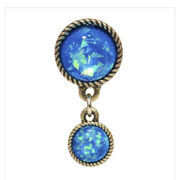 5/8" Double Aqua Imitation Opal Dangle Plug - Picture 2 of 4